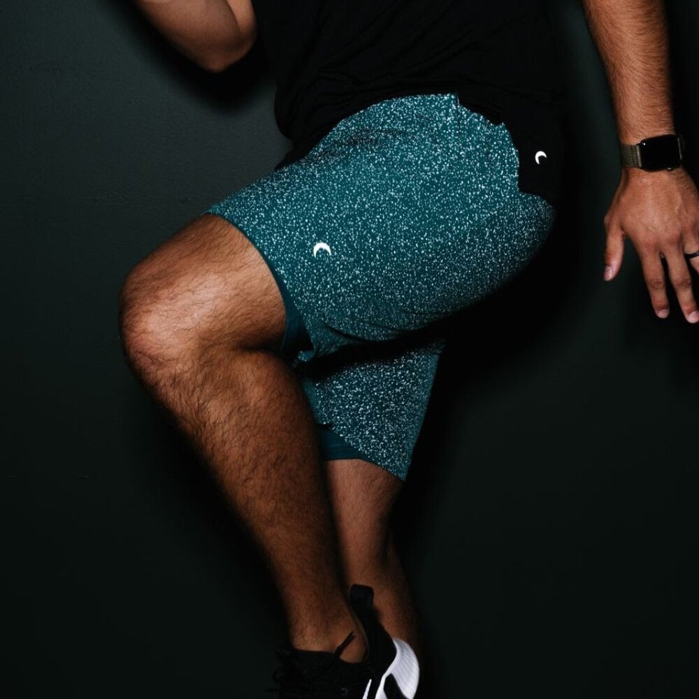Men's Teal Reflective Shorts 7"